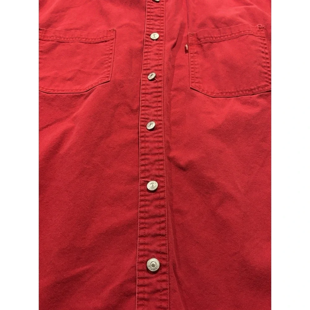 Vintage Levi's Jeans Red Denim Sleeveless Button-Up Shirt Red Large